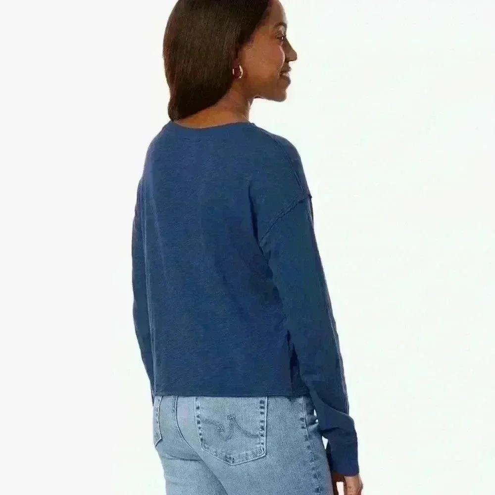 NWT Bobi Los Angeles Cropped Boxy Top ~ Coast Blue ~ Large - Picture 2 of 8
